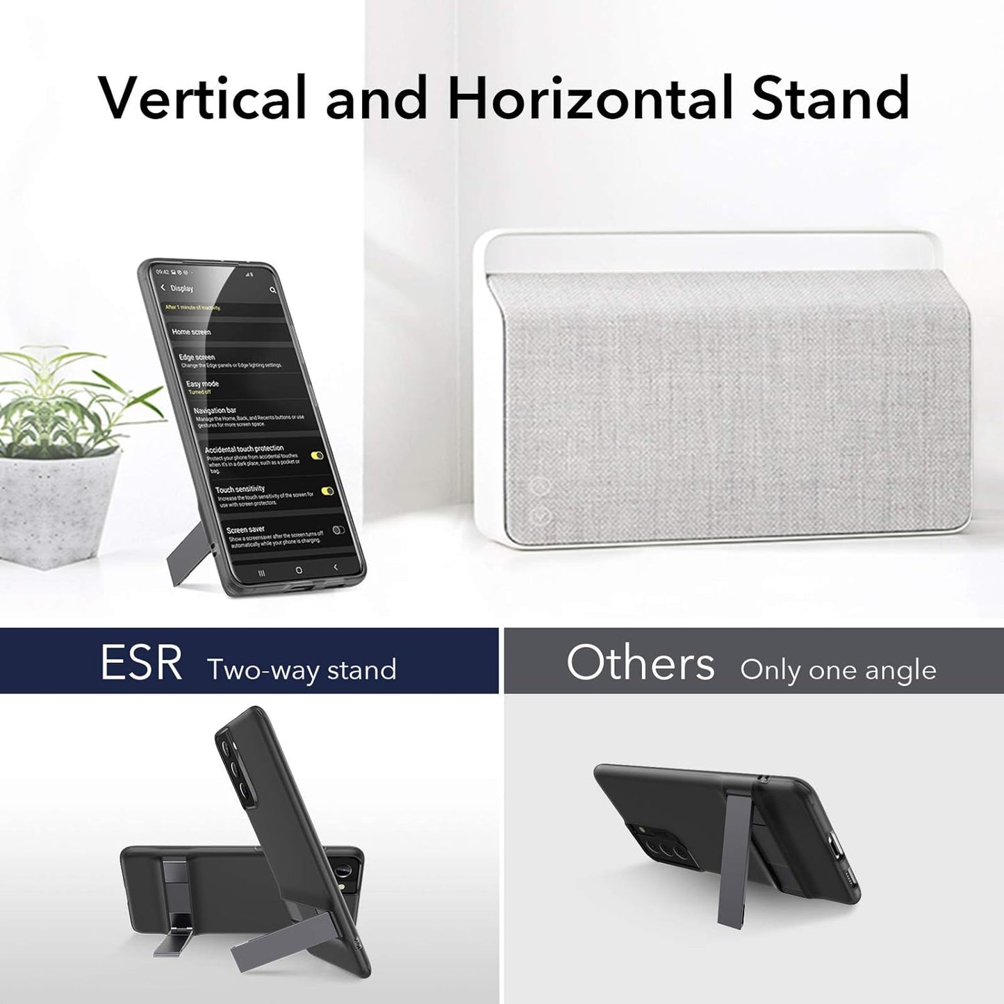 ESR Metal Kickstand Case Compatible with Samsung Galaxy S21 plus (6.7-Inch) (2021) [Reinforced Drop Protection] [Portrait and Landscape Stand], Translucent Black  Electronic Silk Road Corp   