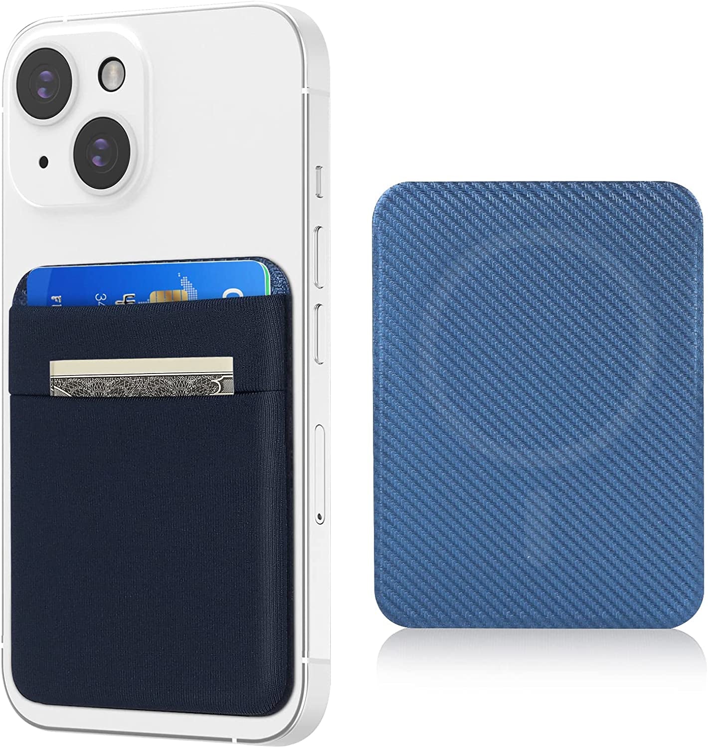 Senose Magnetic Wallet Compatible for Magsafe, Lycra Phone Card Holder Double Layer Card Wallet Compatible for Iphone 14 Pro Max/14 Pro/14/13 Pro Max/13 Pro/13/12 Pro Max/12 Pro/12 (Black)  Senose Blue  