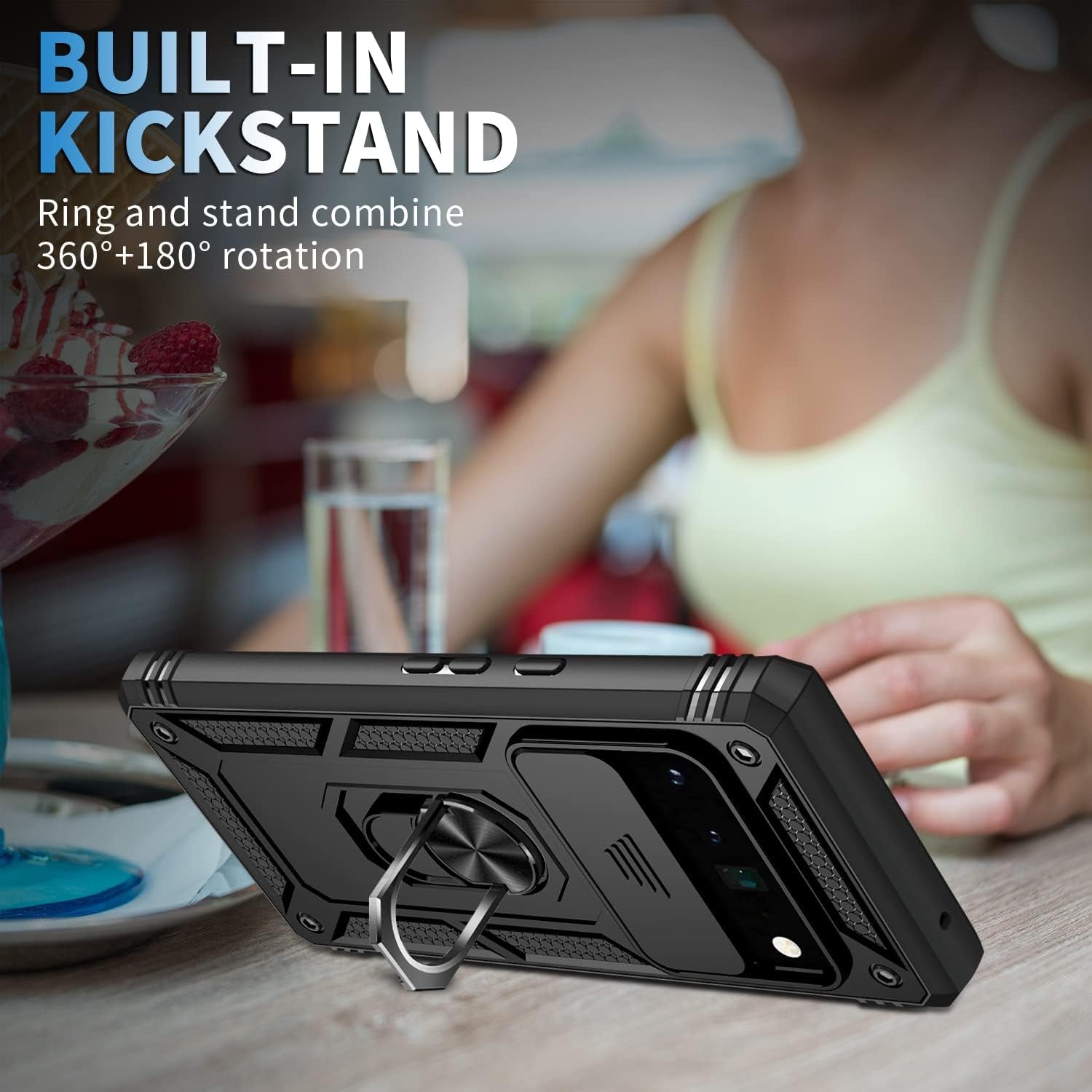 IYTRRYH for Google Pixel 6 Pro Case 5G with Tempered Glass Screen Protector with Magnetic Car Kickstand Ring&Camera Cover Shockproof Military Grade Drop Heavy Duty Protection Men Pixel 6 Pro 6.7'Black  IYTRRYH   