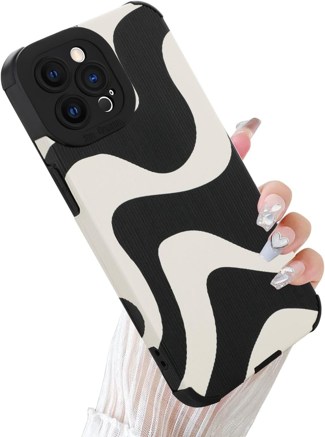 Wlxee Compatible Iphone 12 Pro Max 6.7 "2020 Wave Pattern Mobile Phone Case, Soft TPU Bumper Silicone Glue Mobile Phone Case Cute Zebra Pattern Pattern Designed for Female Girls  Wlxee For Iphone 12 Pro  