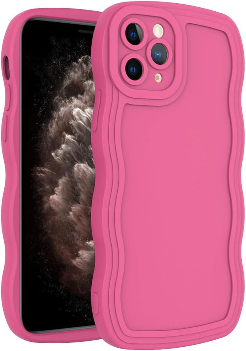 WOGROO Case for Iphone 11 Pro Case,Wave Curly Frame Design,Soft Flexible Tpu,Cute Wavy Solid Color Aesthetic Flashion Phone Case Shockproof Protective Case Cover 5.8" - Creamy White  WOGROO Rose Red Iphone 11 Pro 