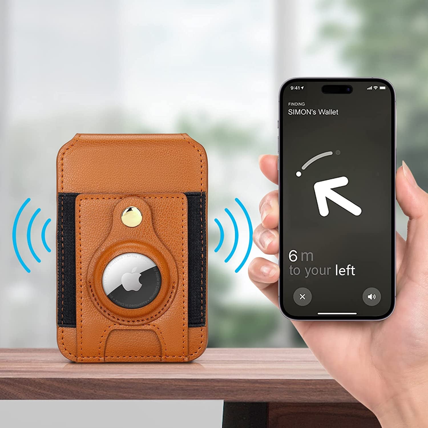 Nuoku Leather Magsafe Wallet with Airtag Holder, Magnetic Phone Wallet with Adjustable Stand for Iphone 14/13/12 Series, NOT Compatible with 13 Mini/12 Mini, Fit 8 Cards, Brown  nuoku   