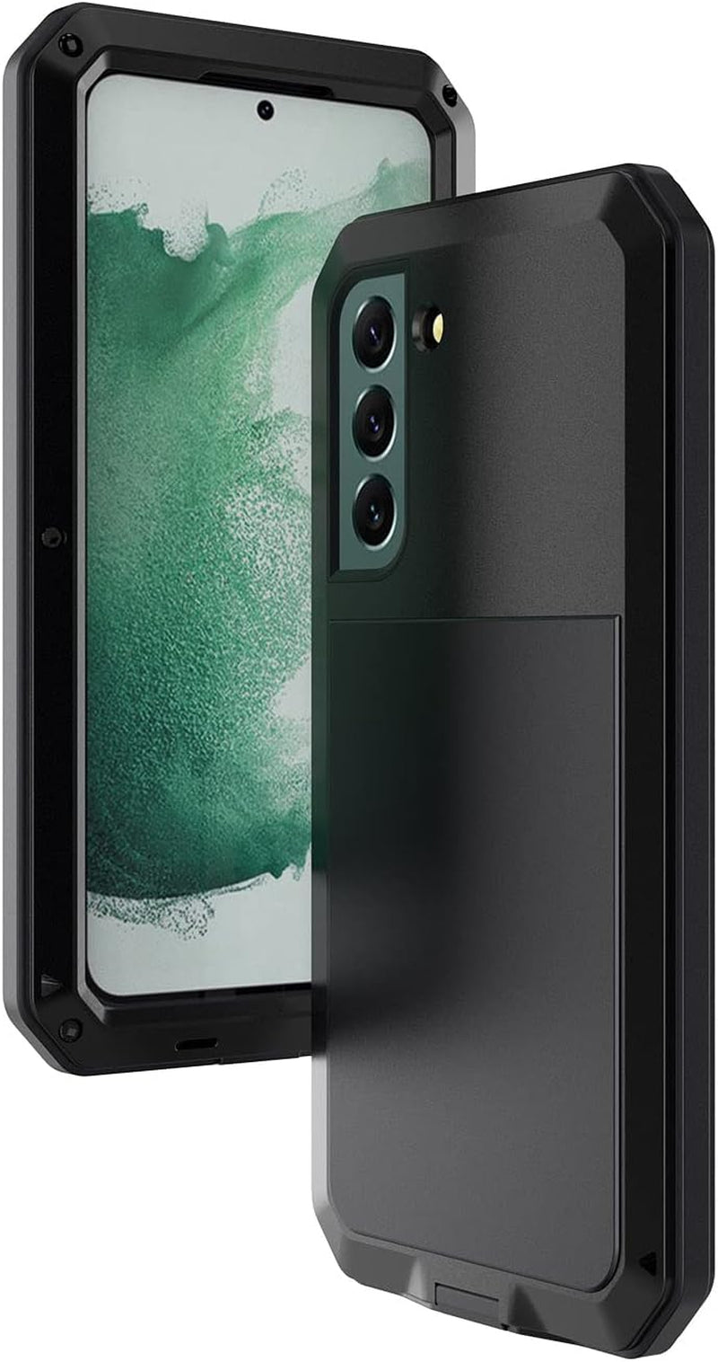 Galaxy S22 Case,Marrkey Full Body Protective Cover Heavy Duty Shockproof [Tough Armour] Aluminum Alloy Metal Case with Silicone Built-In Screen Protector for Samsung Galaxy S22 6.1" - Black  Marrkey   