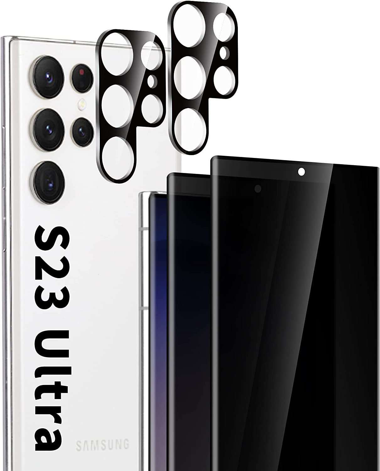 [2+2 Pack] Samsung Galaxy S23 Ultra Privacy Screen Protector and Camera Lens Protector, 9H Tempered Glass, anti Spy, anti Scratch, Bubble Free, Screen Protector for Samsung Galaxy S23 Ultra (6.8 Inch)  Corefyco Direct   