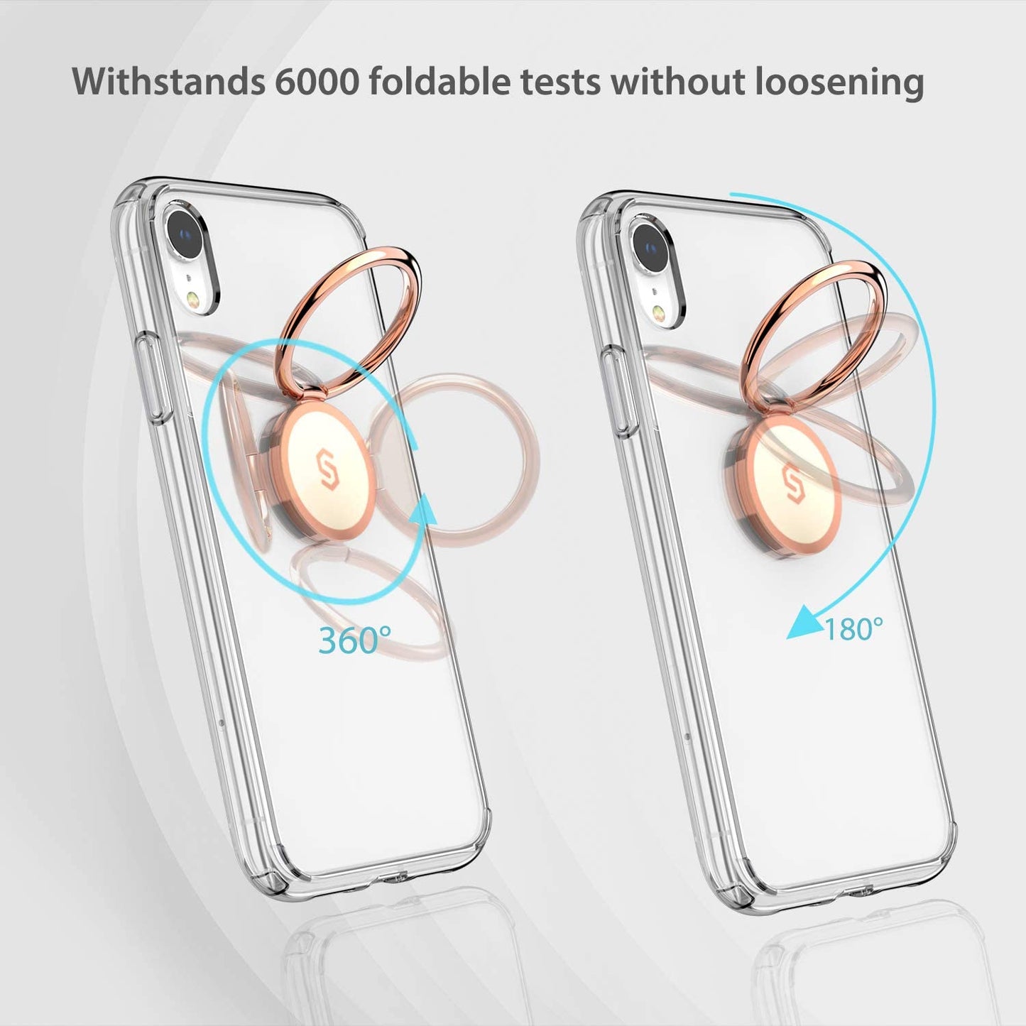 Syncwire Cell Phone Ring Holder Stand, 360 Degree Rotation Finger Ring Kickstand with Polished Metal Phone Grip for Magnetic Car Mount Compatible with Iphone, Samsung, LG, Pixel - Rose Gold  Syncwire   