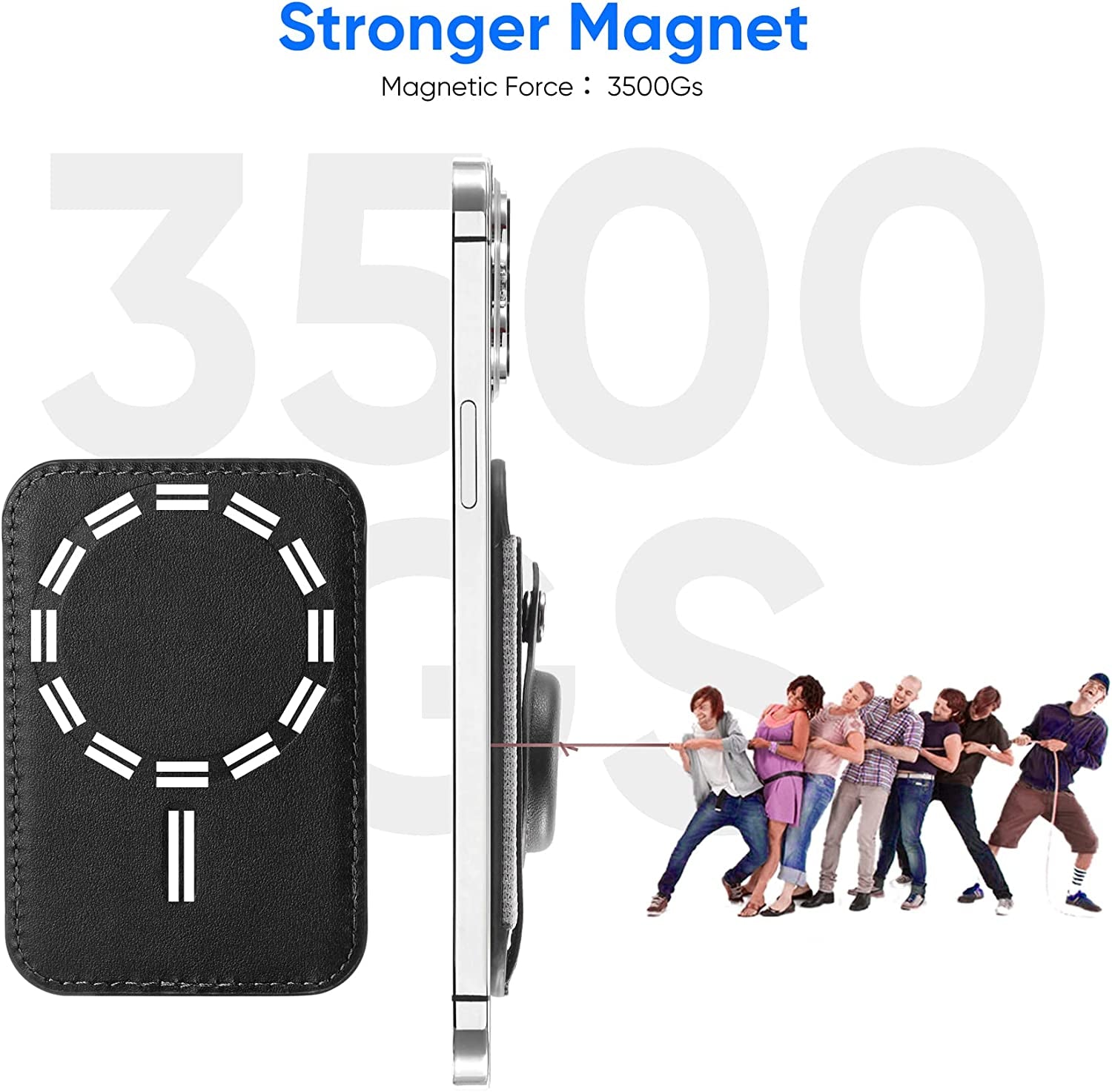 Magsafe Wallet with Airtag Holder, Magnetic Card Holder for Phone Case Compatible with Iphone 14/13/12 Mag-Safe Series, Leather Magnetic Phone Wallet Can Hold up to 7 Cards （Black）  ExtreLife   