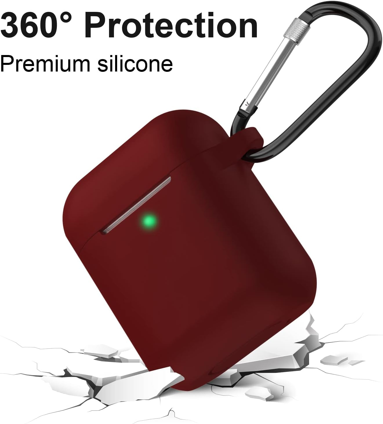 SATLITOG Airpods Case Cover with Secure Lock Keychain, Protective Silicone Cover Compatible with Apple Airpods 2Nd & 1St Charging Case - Burgundy  SATLITOG   