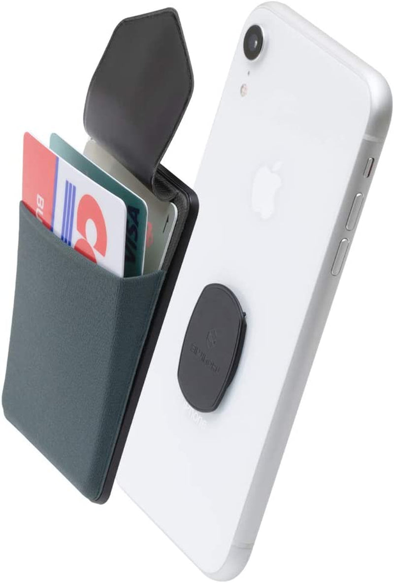 Sinjimoru Removable Cell Phone Wallet with Flap, Wireless Charging Compatible Cell Phone Card Holder for Back of Phone. Sinji Mount Flap Black  Sinjimoru Co.Ltd Grey Sinji Mount Flap 