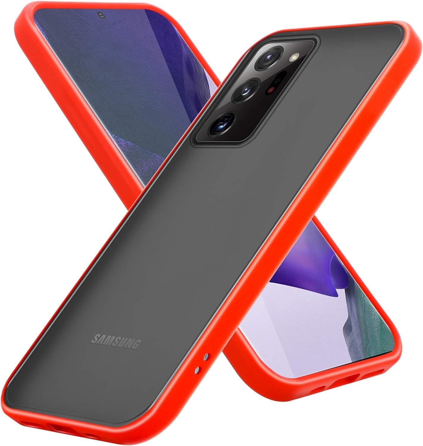 Cadorabo Case Compatible with Samsung Galaxy Note 20 Ultra in Frosted Black - Mobile Phone Case with TPU Silicone inside and Matt Plastic Back - Protective Cover Hybrid Hardcase Back Case  Cadorabo Frosted Red - Black Keys  