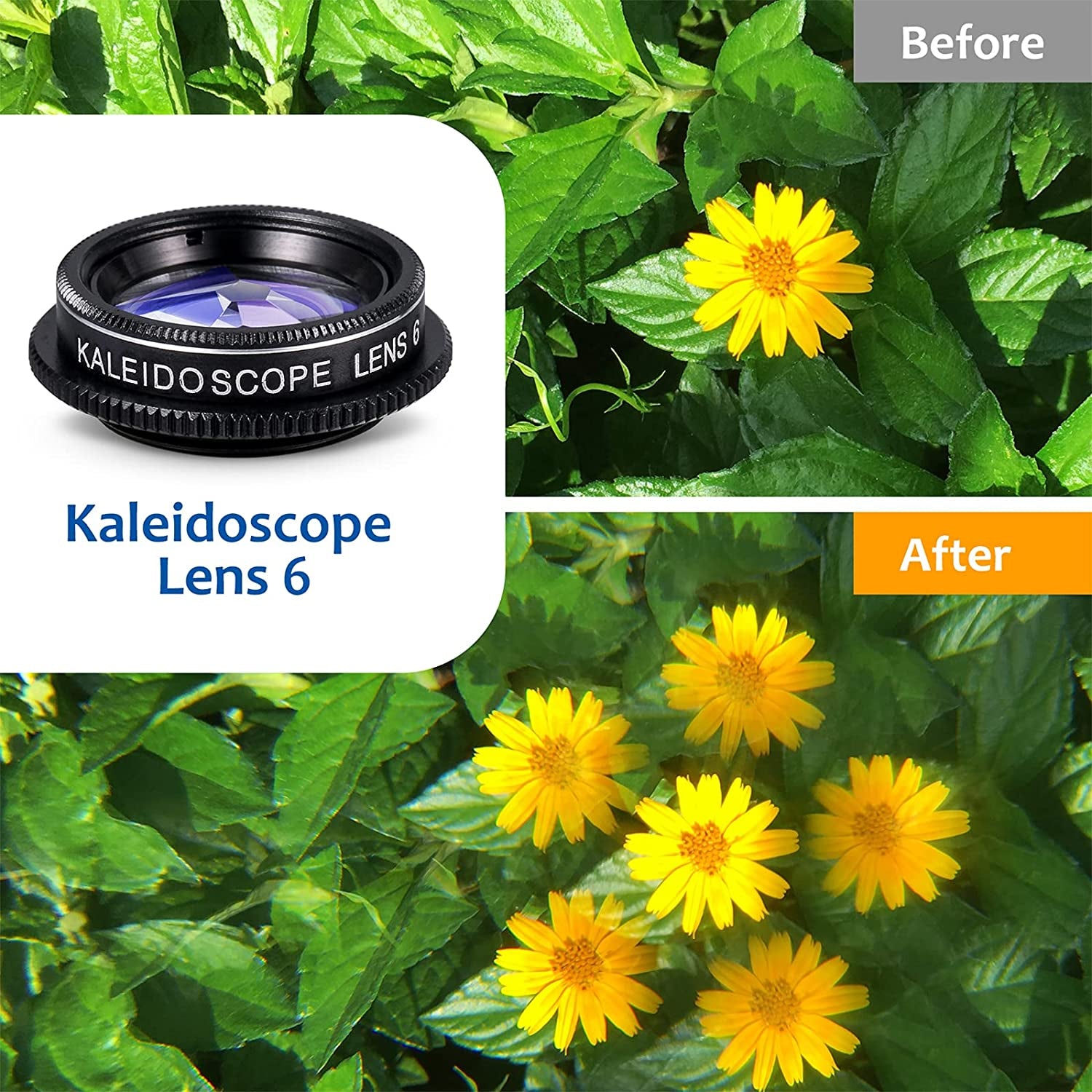 Cell Phone Lens 6 in 1 Phone Camera Lens Kits with 18X Zoom Telescope Lens, Fisheye, Macro, Wide Angle, Kaleidoscope, CPL Lens, Tripod Clip-On Lens for Iphone X XS Max 8 7 6 plus Samsung Google Pixel  Fgzefort   