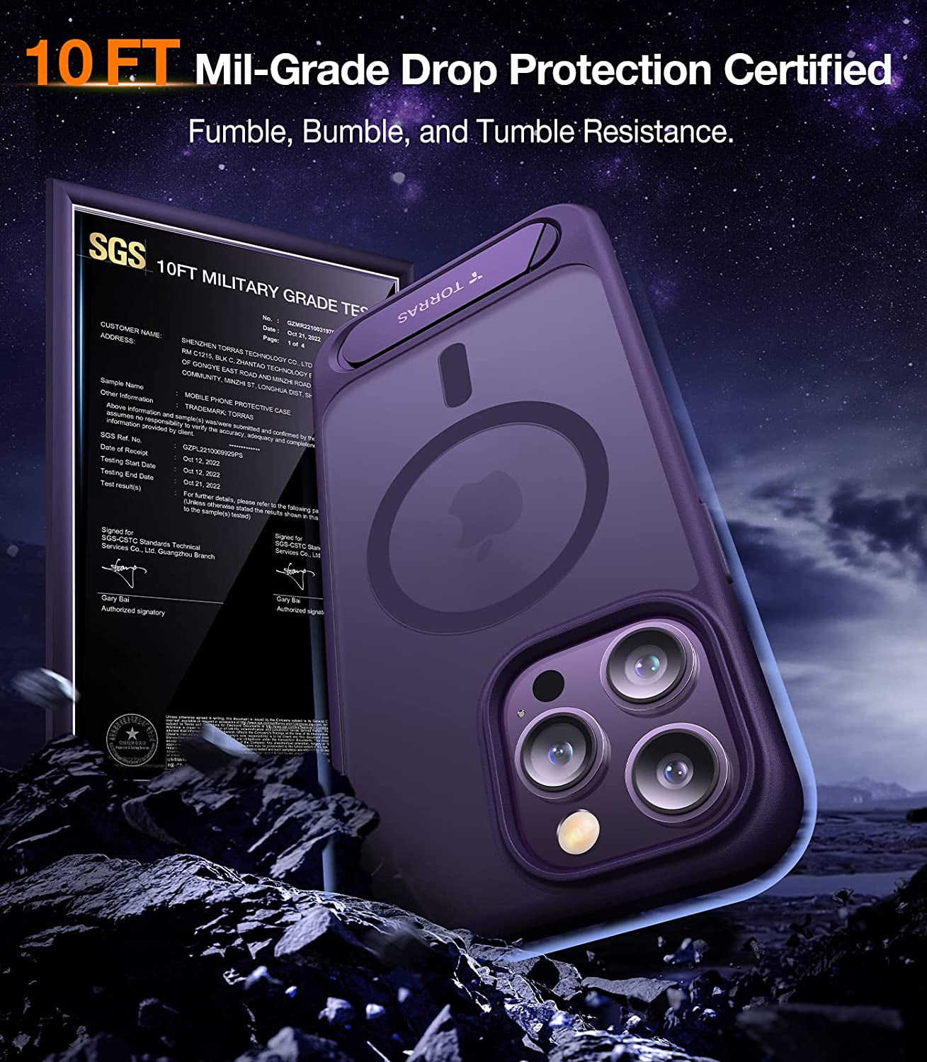 TORRAS 2-In-1 Magnetic Case with Stand Designed for Iphone 14 Pro Case [Military Grade Drop Tested] [Compatible with Magsafe] Slim Translucent Matte Case for Iphone 14 Pro Phone Case 6.1", Purple  TORRAS   