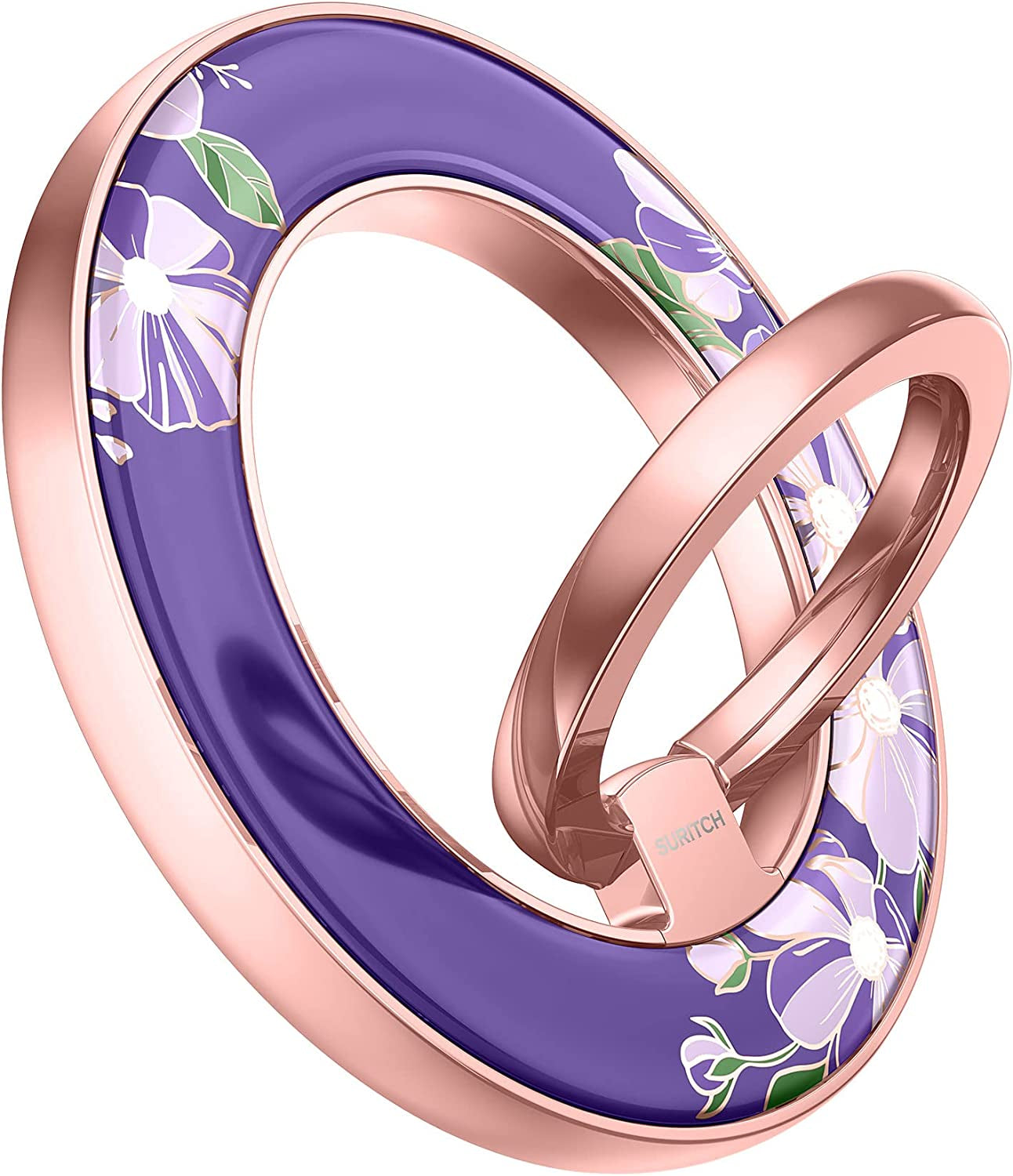 SURITCH Magnetic Cell Phone Ring Holder Grip for Iphone 14/13/12(Pro, Pro Max, Plus, Mini), Finger Grip Folding Adjustable Kickstand for All Magsafe Iphone-Compatibles, Purple Cosmos  SURITCH   