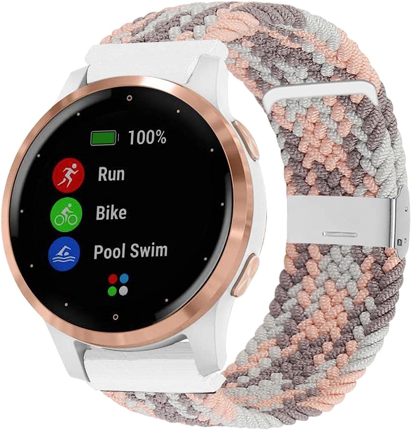 Abanen Braided Elastic Loop Watch Bands for Garmin Venu 2S / Vivoactive 4S / Vivomove 3S, 18Mm Elastic Soft Stretchy Nylon Quick Dry Women Wristband Strap for Forerunner 255S/255S Music  Abanen   