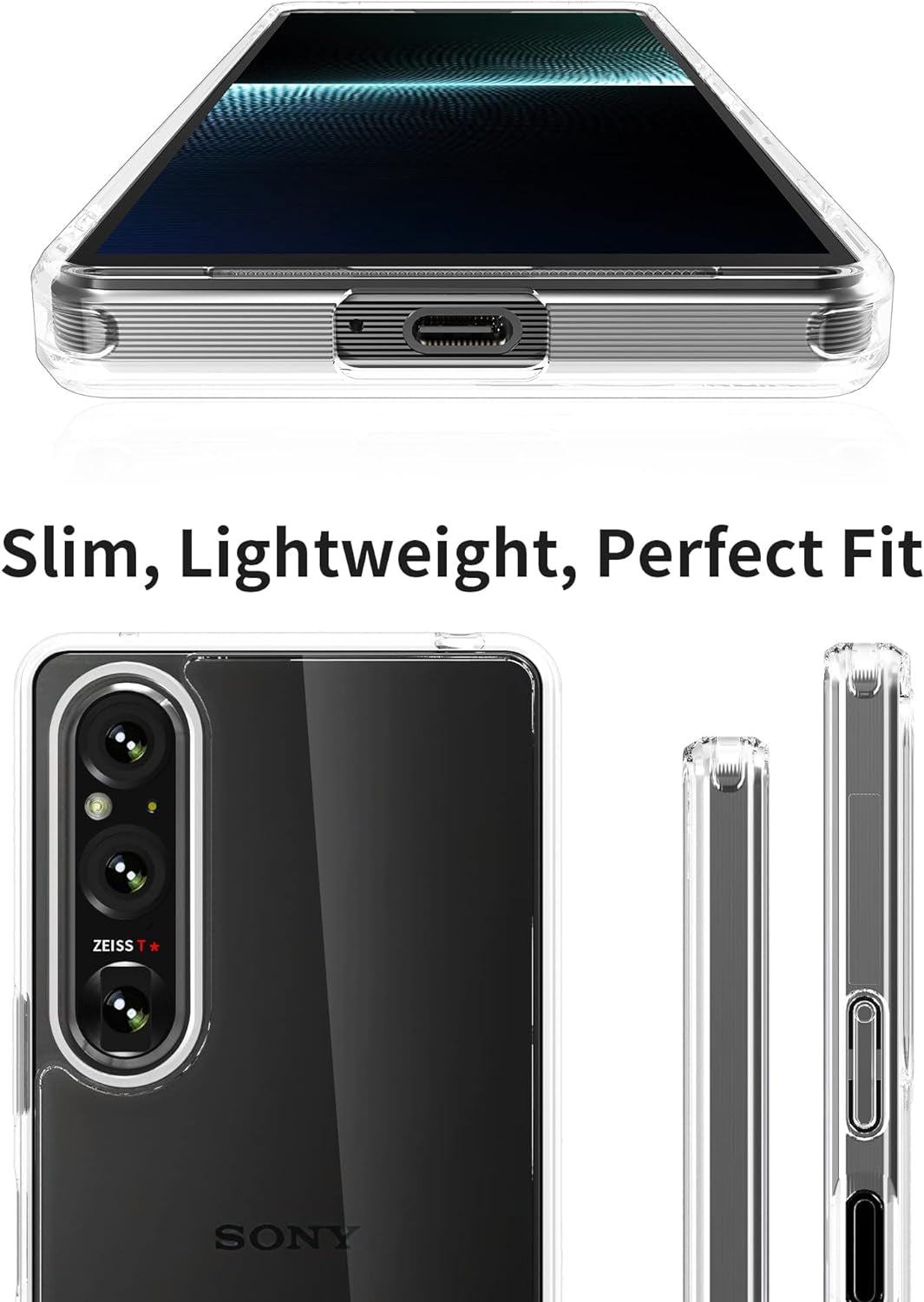 Foluu for Sony Xperia 1 V 2023 Case, Hard PC Back & Soft TPU Bumper Protective Shockproof Case for Sony Xperia 1 V 5G 2023 Crystal Clear  Foluu   