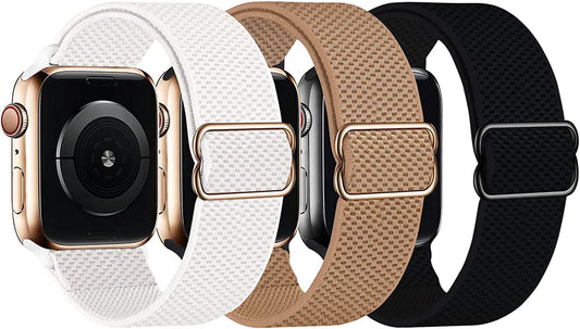 3 Packs Stretchy Nylon Solo Loop Band Compatible with Apple Watch Band 38Mm 40Mm 41Mm 42Mm 44Mm 45Mm for Women Men, Adjustable Sport Elastic Strap for Iwatch Series SE/7/6/5/4/3/2/1  UPOLS   
