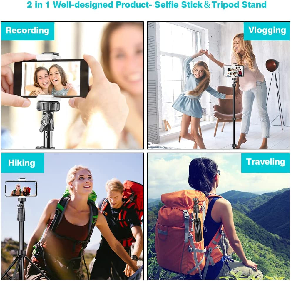 Ubeesize 67" Phone Tripod&Selfie Stick, Camera Tripod Stand with Wireless Remote and Phone Holder, Perfect for Selfies/Video Recording/Live Streaming  UBeesize   