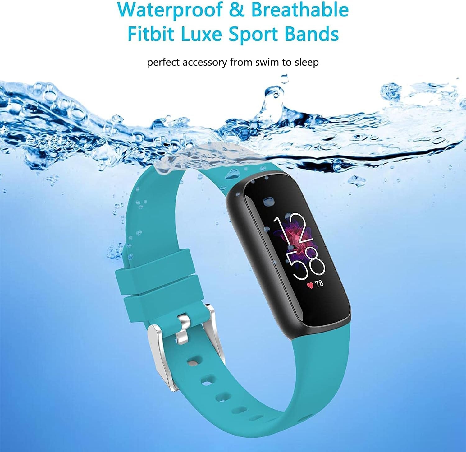 3 Pack Bands Compatible with Fitbit Luxe Bands for Women Men, Flexible Waterproof Replacement Wristband Sport Watch Strap Small  OMAIGAR   