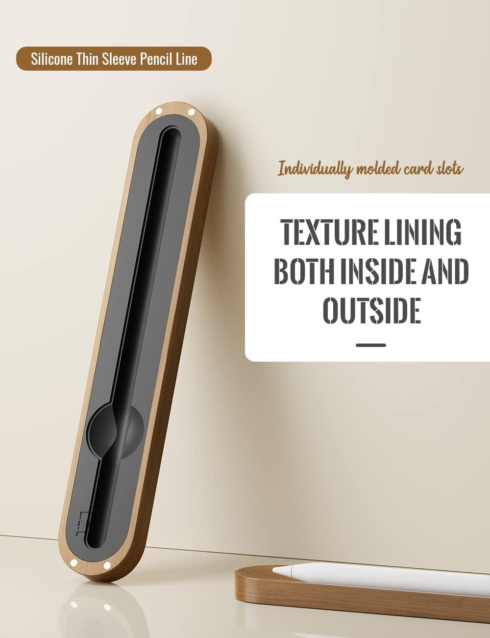 AFOOYO Walnut Case Holder for Apple Pencil 1St and 2Nd Generation Premium Carrying Case Protective Silicone Base Sleeve Compatible with Apple Pen Accessories, Pen Tips, Caps (Pencil with Thin Case)  AFOOYO   