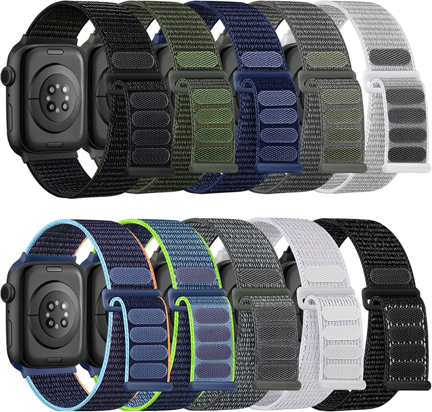 Lenrao 10 Pack Soft Nylon Solo Loop Bands Compatible with Apple Watch 38Mm 40Mm 41Mm 42Mm 44Mm 45Mm 49Mm for Women Men, Breathable Stretchy Braided Strap for Iwatch Series Ultra/8/7/6/5/4/3/2/1/Se  Lenrao   