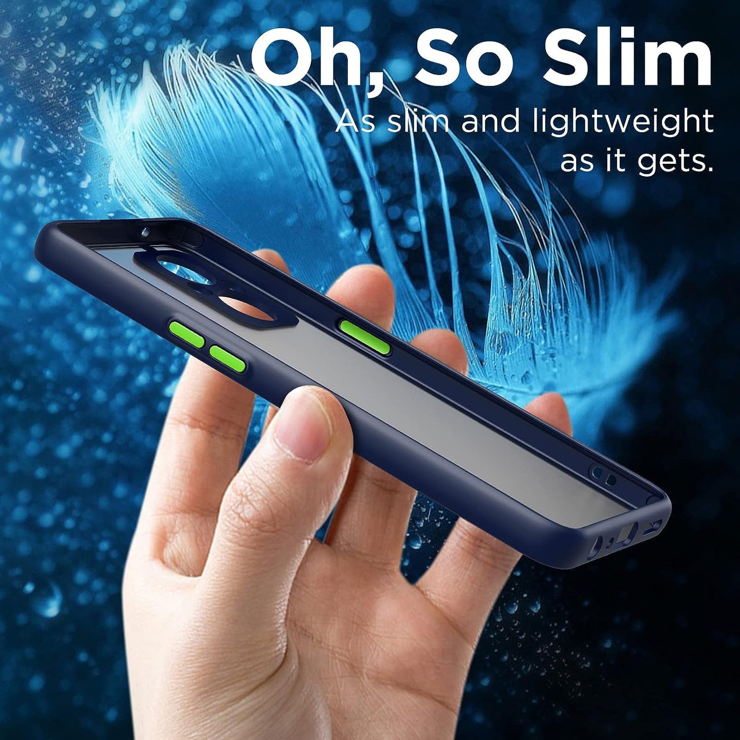 MAKAVO Slim Fit for Oneplus Nord N20 5G Case with Screen Protector [Ultra Thin] [Camera Cover] Full Protection Flexible Bumper Hard Matte PC Back Cover for One plus N20 5G (Blue)  MAKAVO   