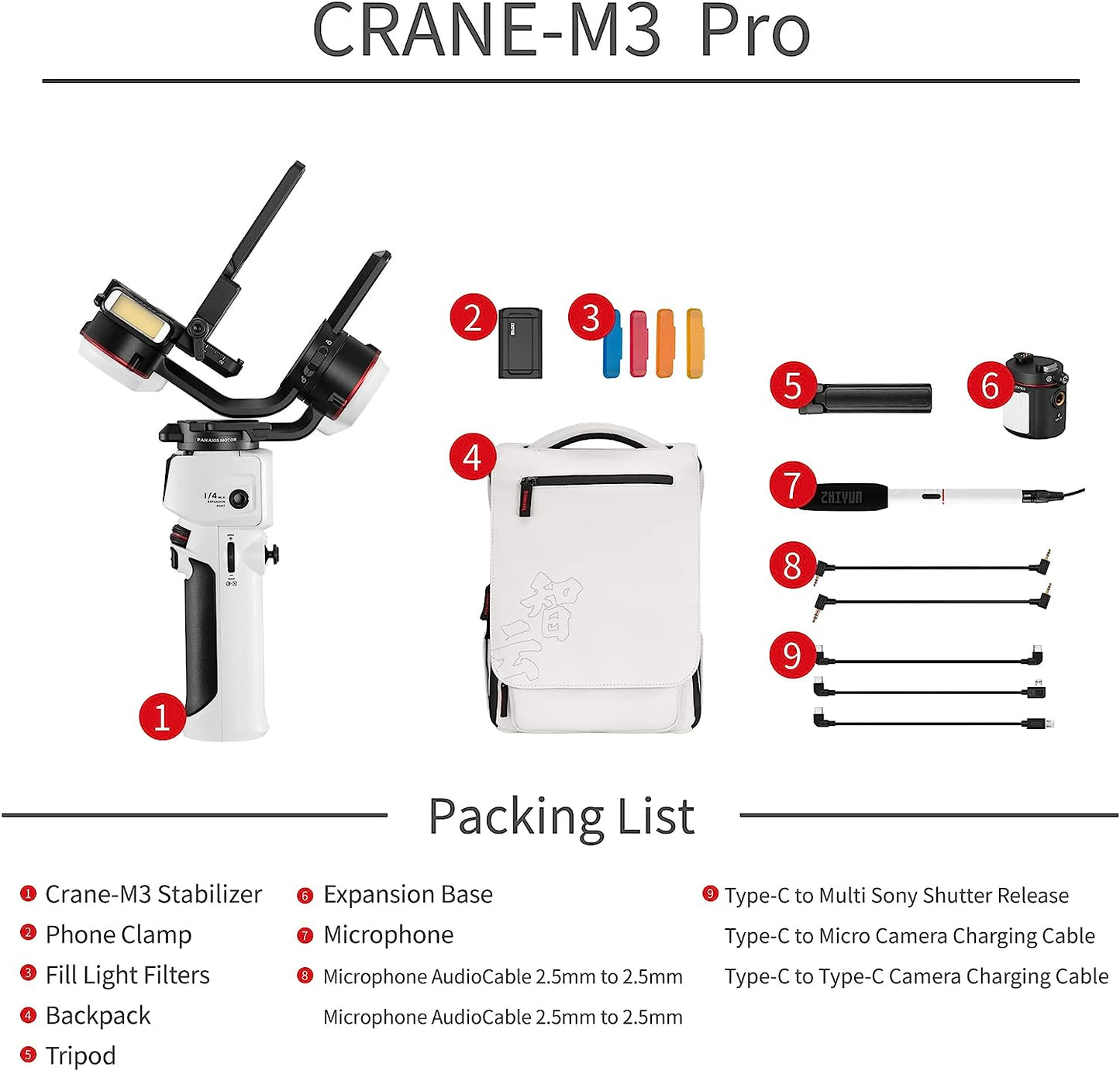 Zhiyun Crane M3 3-Axis Handheld Gimbal Stabilizer Crane M2 Upgraded for Mirrorless Cameras Smartphone Action Cameras with A6600, M50, R6, Gopro, Iphone 13/12 Max (Crane M3 Pro)  zhi yun   