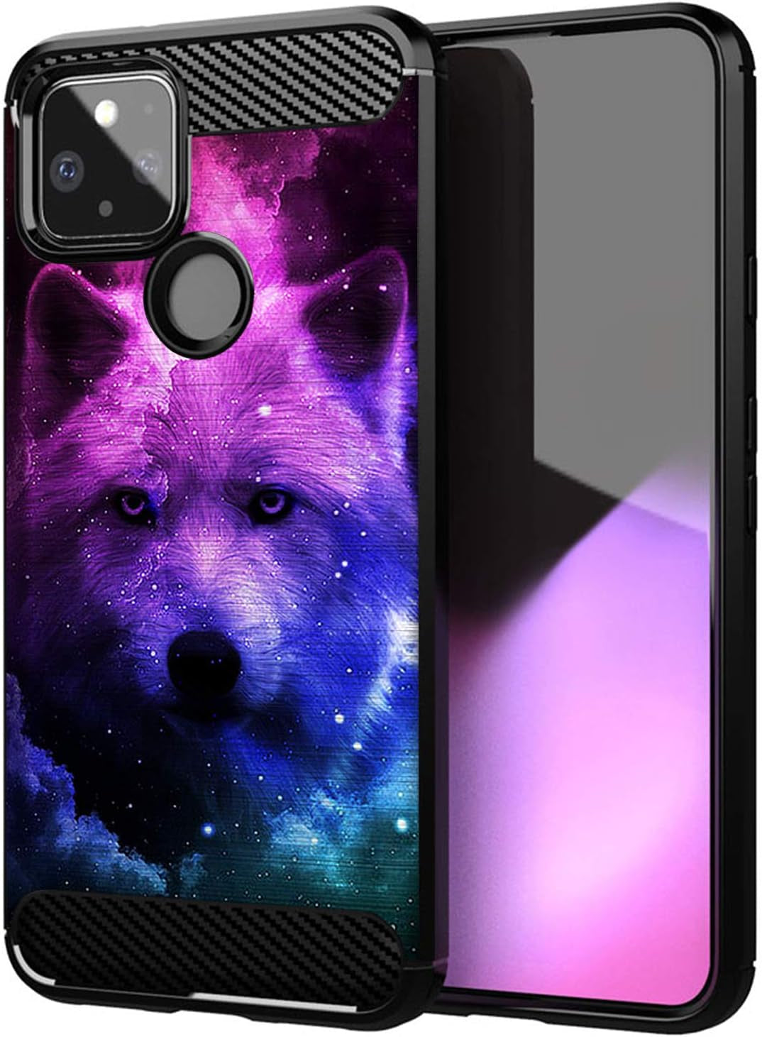 Casesondeck Slim Case Compatible with [Google Pixel 4A 5G (2020)] Thin Scratch Preventing TPU, Matte Finish Carbon Fiber Texture Edges (Mexican Skull)  CasesonDeck Galaxy Wolf  