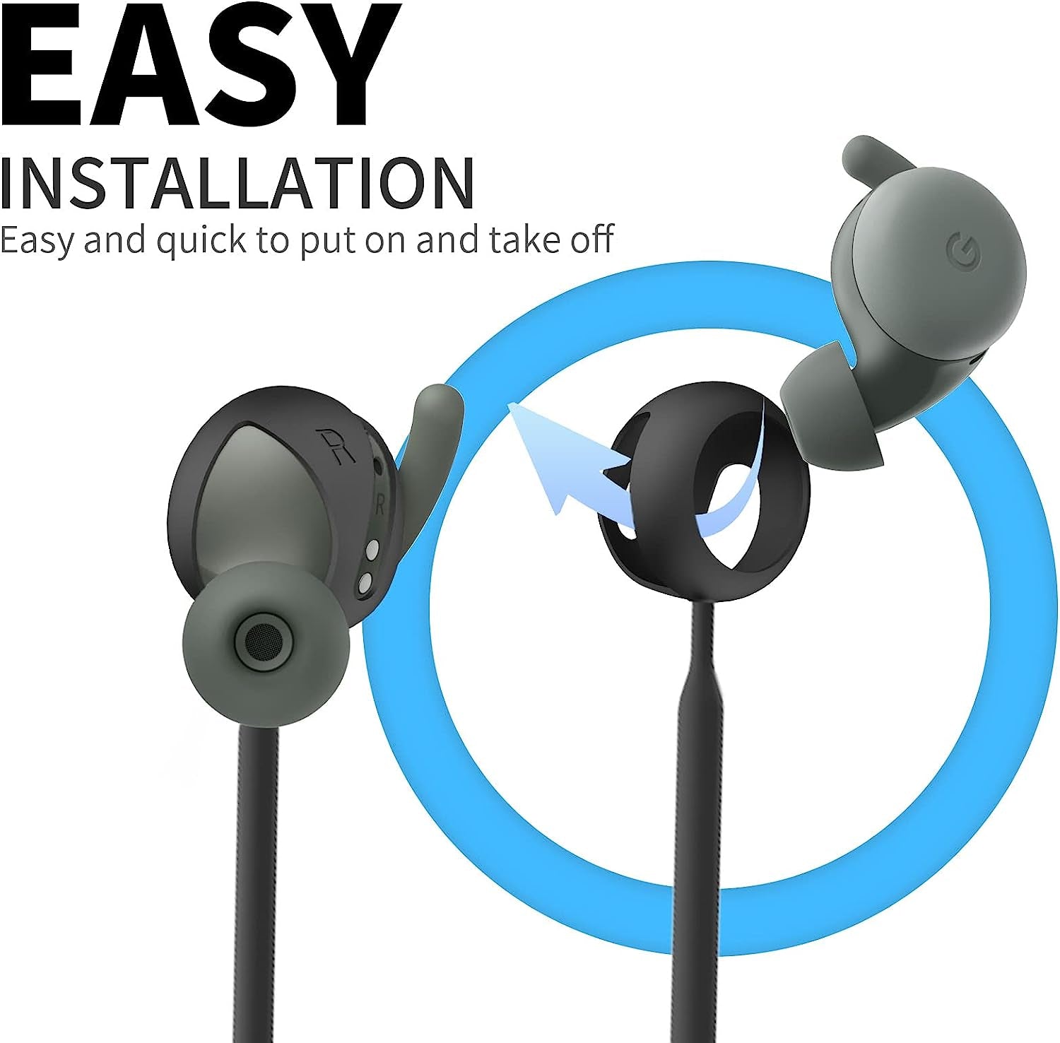 WOFRO Anti-Lost Strap for Google Pixel Buds A-Series Earbuds, Sports Soft Silicone Lanyard Accessories Compatible with Google Pixel Buds A-Series Wireless Earbuds Neck Rope Cord (Black)  WOFRO   