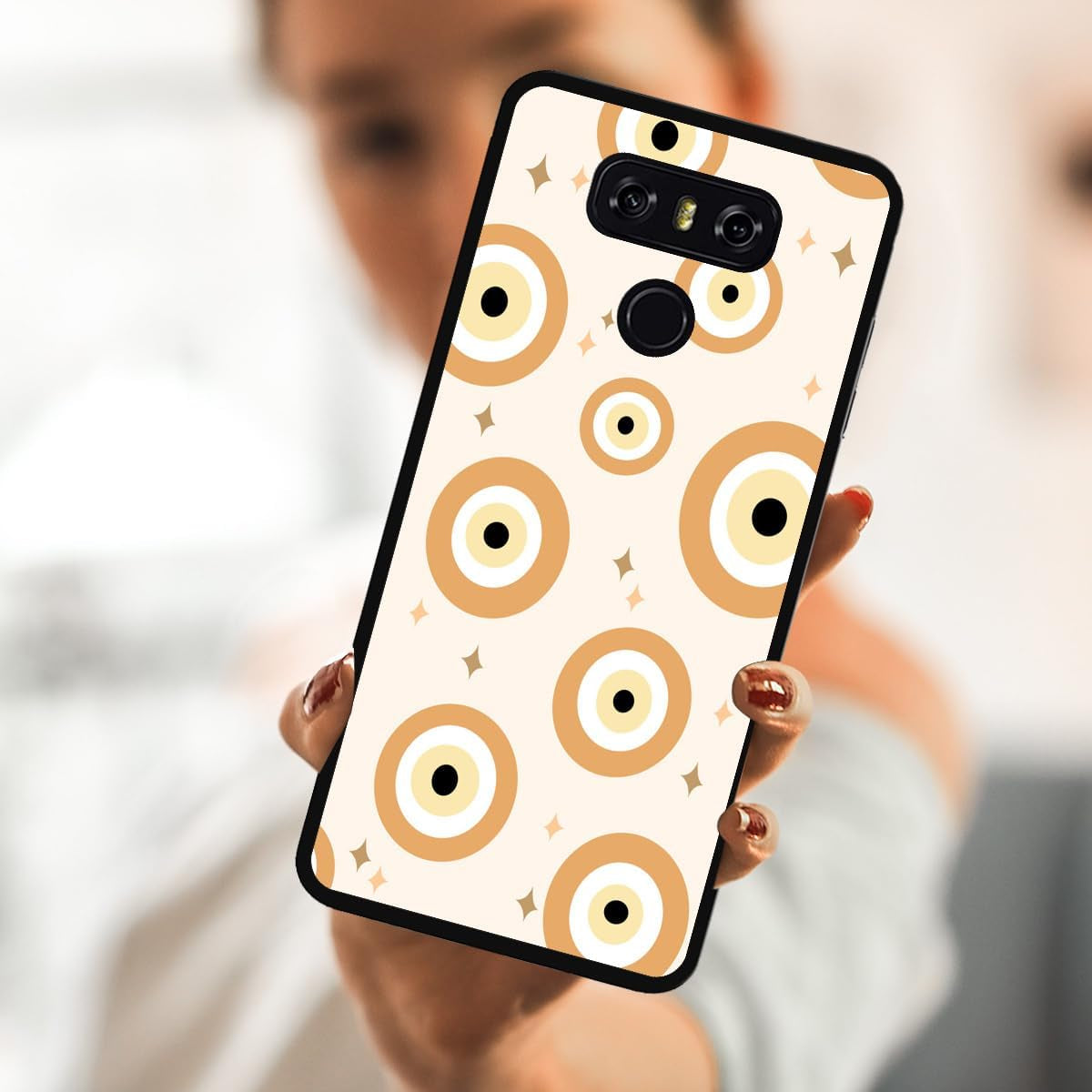 Zaztify Phone Case for LG G6/G6 Plus, Orange Evil Eye Turkish Demon Eyes Ojo Turco Naranja Cute Shockproof Protective Anti-Slip Thin Soft Cover Shell  zaztify   