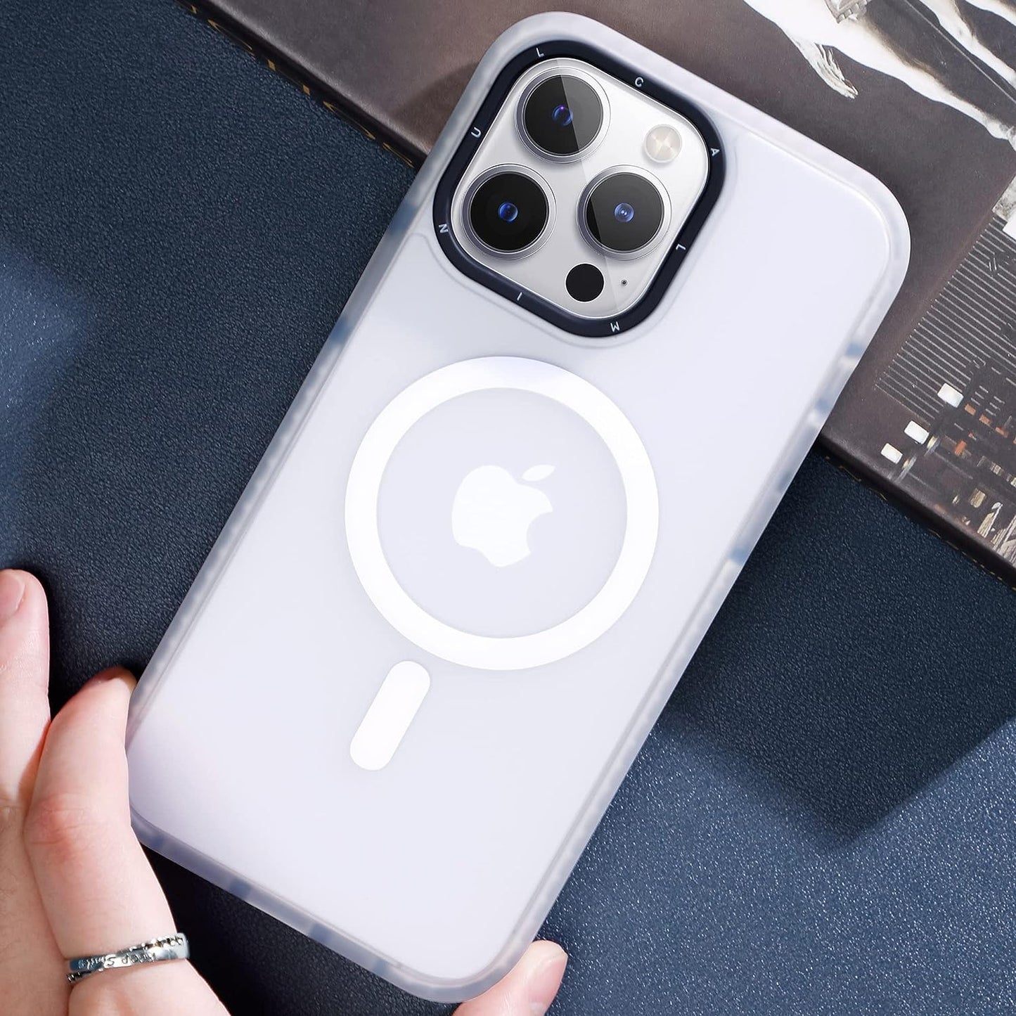 JUESHITUO for Iphone 14 Pro Max Case with Exclusive Buffer Belt [Military Protection&Full Camera Protection][Super Strong N52 Magnets][Liquid Silicone Feeling]Translucent Matte Back 6.7In(Matte Clear)  JUESHITUO   