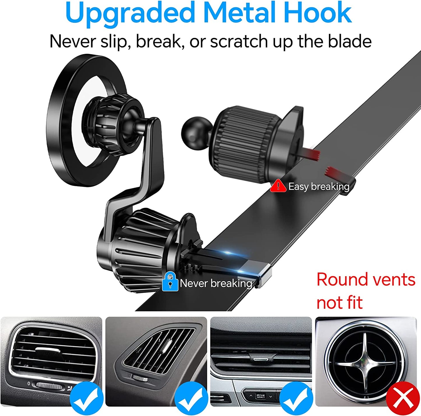 【2-Pack】Fits Iphone Magsafe Car Mount Vent【Strong Magnet 】Magnetic Phone Holder for Car Vent【 360° Rotation】 Iphone Car Holder Mount Fit for Iphone 14 13 12 Pro Max plus Magsafe Case &Cell Phones  Kaistyle   