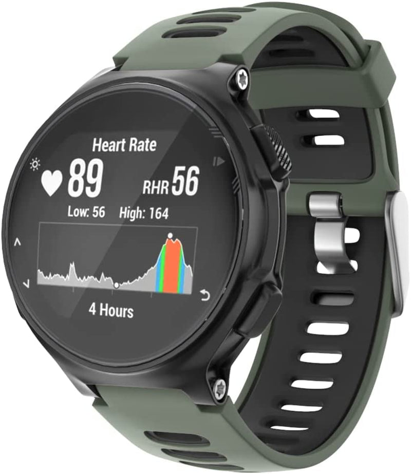 ISABAKE Watch Band for Garmin Forerunner 735Xt/230/220/235/620/630,Compatible with Garmin Approach S20/S5/S6,Soft Silicone Replacement Wristbands with Metal Buckle,One Size (Army Green)  Isabake   