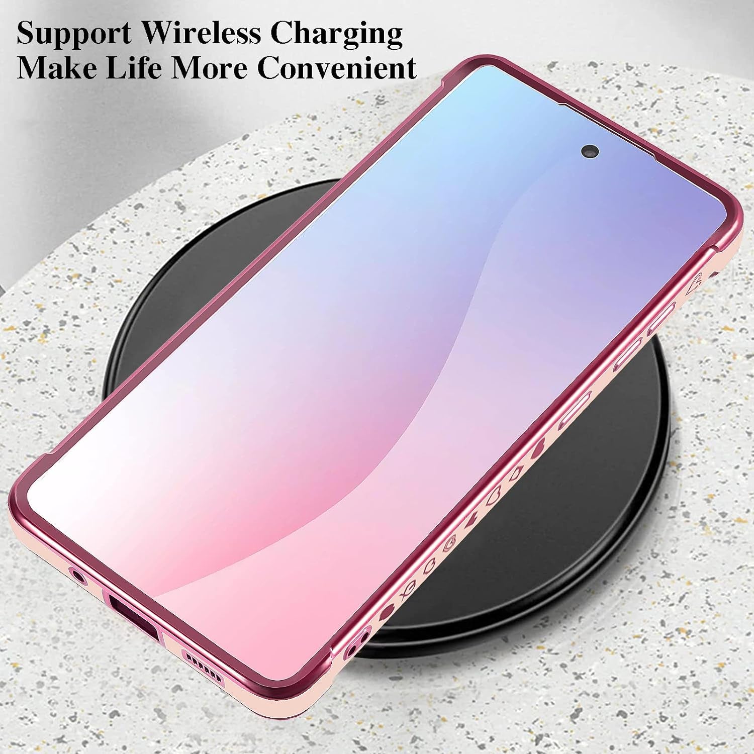 Eiyikof Compatible for Samsung Galaxy S20 FE 5G 6.5" Case with Cute Side Love Heart and Plating Love Letter Pattern Case for Women Girls Shockproof Soft TPU Full Camera Lens Protection Case-Pink  Eiyikof   