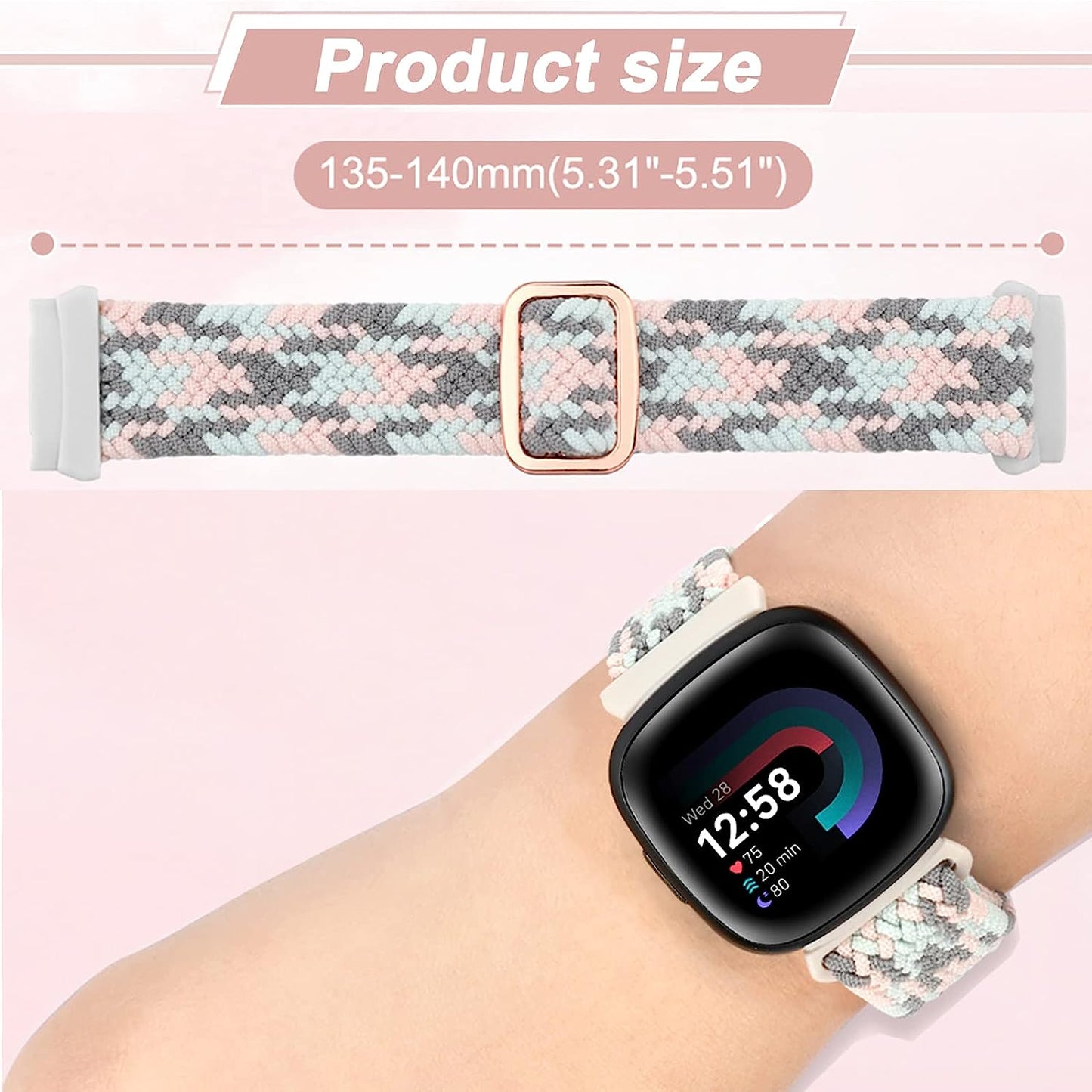 6 Packs Elastic Nylon Bands Compatible with Fitbit Versa 4 / Fitbit Sense 2 / Fitbit Versa 3 / Fitbit Sense, Adjustable Nylon Replacement Straps Wristband for Fitbit Versa 3/4 for Women Men  HUYIIO   