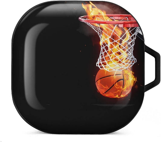 Fire and Basketball Protective Case Cover Compatible with Galaxy Buds Live/Galaxy Buds Pro/Galaxy Buds 2 Pro Charging Case for Women Men  MHXYZHW   