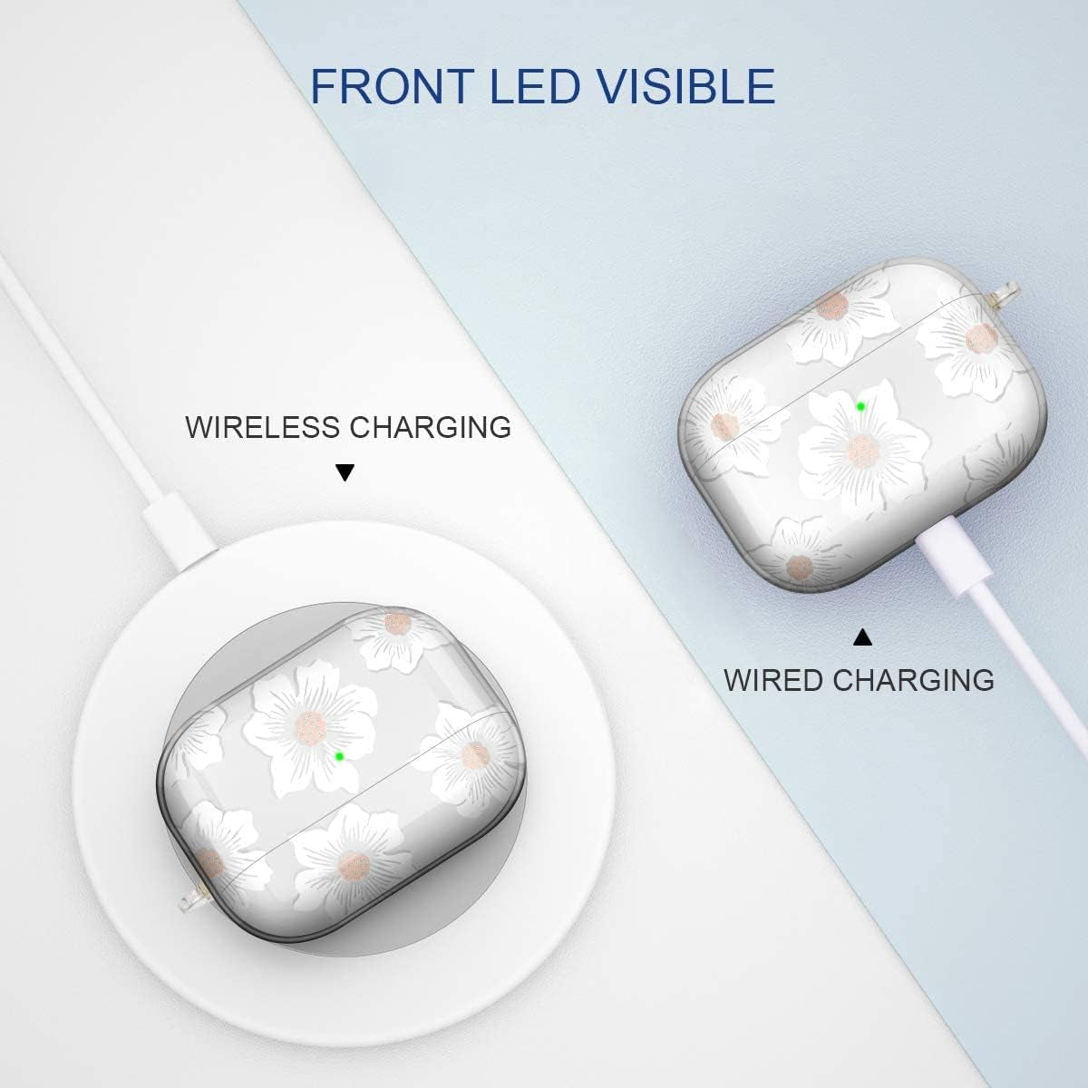 Maxjoy for Airpods Pro Case Cover, Clear Flower Pro Case for Women Men Cute Soft Protective Floral Ipod Pro Case with Keychain Clip for Airpods Pro Charging Case 2019, Transparent  Maxjoy   