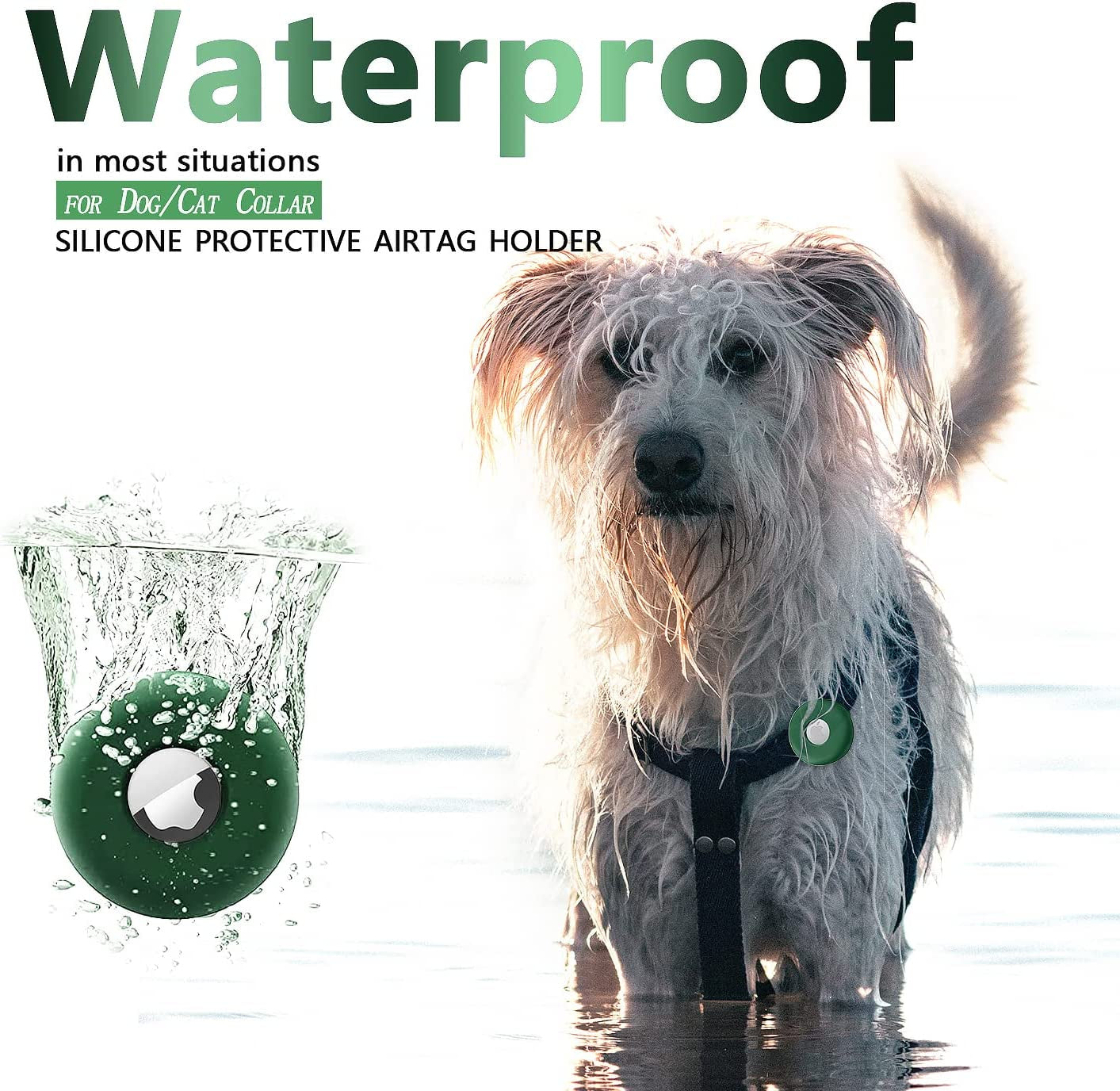 CHINCUM Airtag Dog Collar Holder with Soothing Dots, Silicone Shockproof Pet Collar Case for Apple Airtag, Durable Air Tag Case Holder Compatible with Cat Dog Collars 0.6-1.2 Inch Width  CHINCUM   