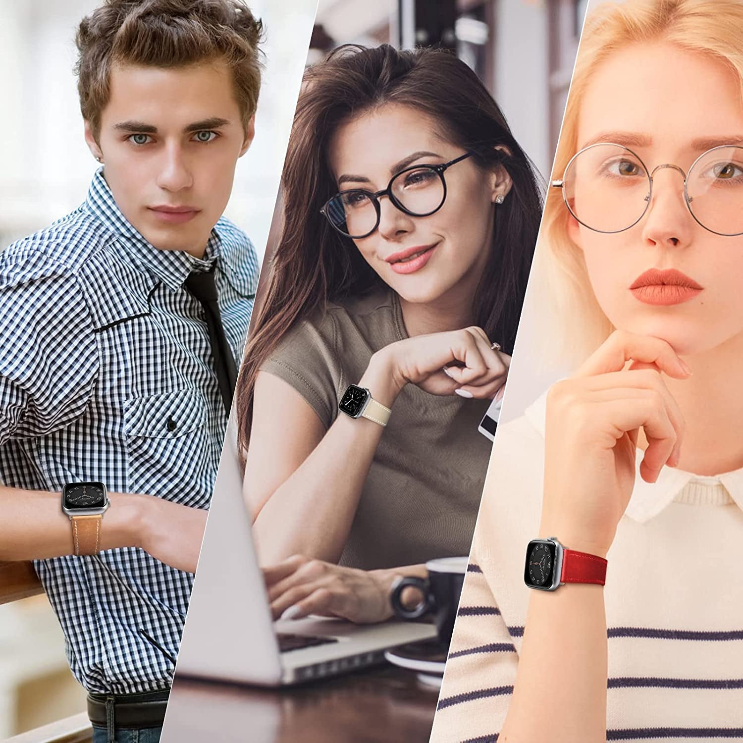 MARGE plus Compatible with Apple Watch Band Series SE 8 7 6 5 4 3 2 1 Ultra 49Mm 45Mm 41Mm 44Mm 40Mm 42Mm 38Mm, Genuine Leather Replacement Band for Iwatch, Leather Apple Watch Strap for Women & Men Brown  MARGE PLUS   