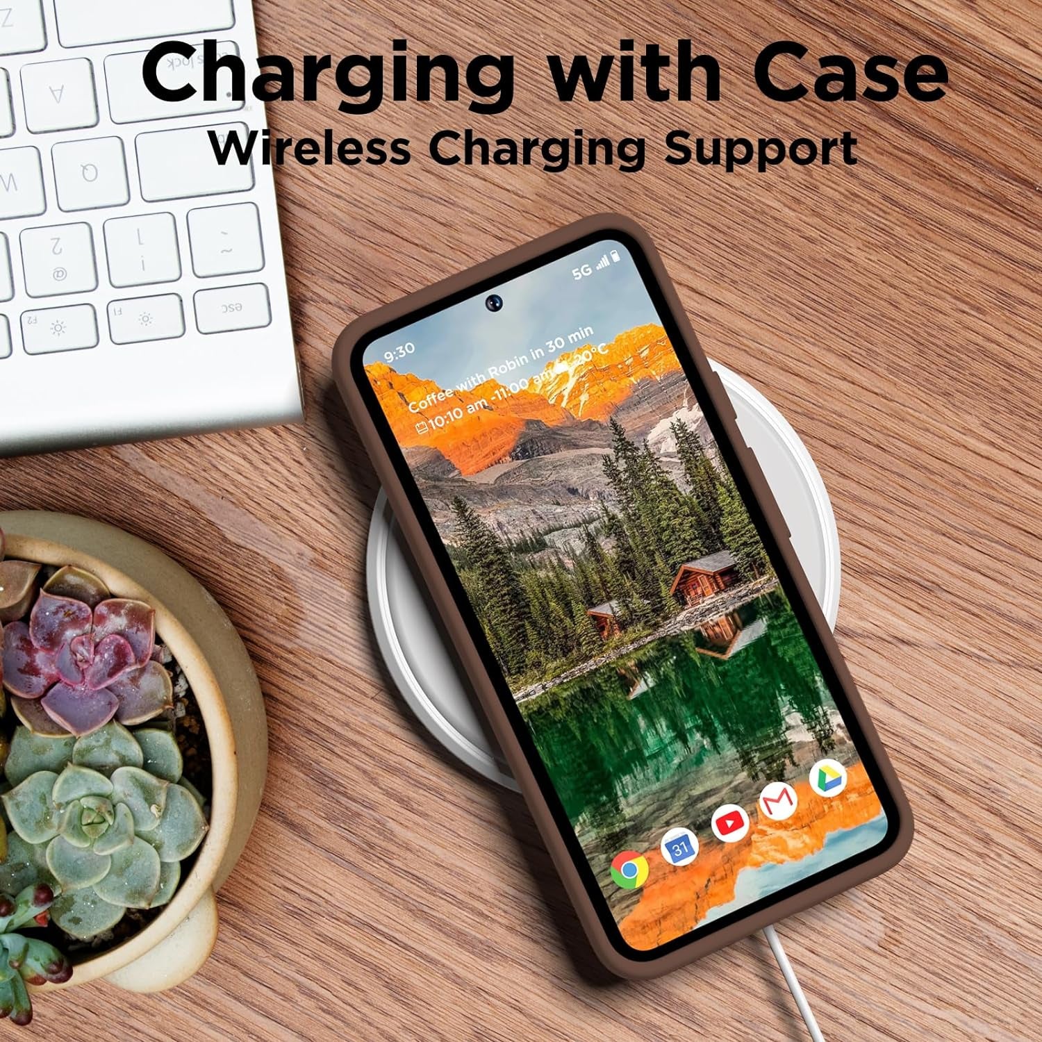 COFFKER Compatible with Pixel 8 Case, Liquid Silicone Case, Full Body Shockproof Protective Cover,【Soft Microfiber Lining】 Slim Thin Phone Case for Google Pixel 8 6.2 Inch, Chocolate Brown  COFFKER   