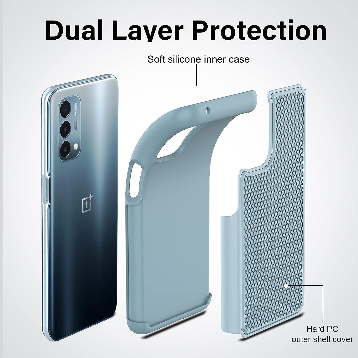 NTZW for Oneplus Nord N200 5G Case: Heavy Duty Shockproof Protective Phone Case [2 Tempered Glass Screen Protector] Anti-Slip Textured Hard Cover + Soft Silicone Rubber Bumper Teal  yanshichuang   