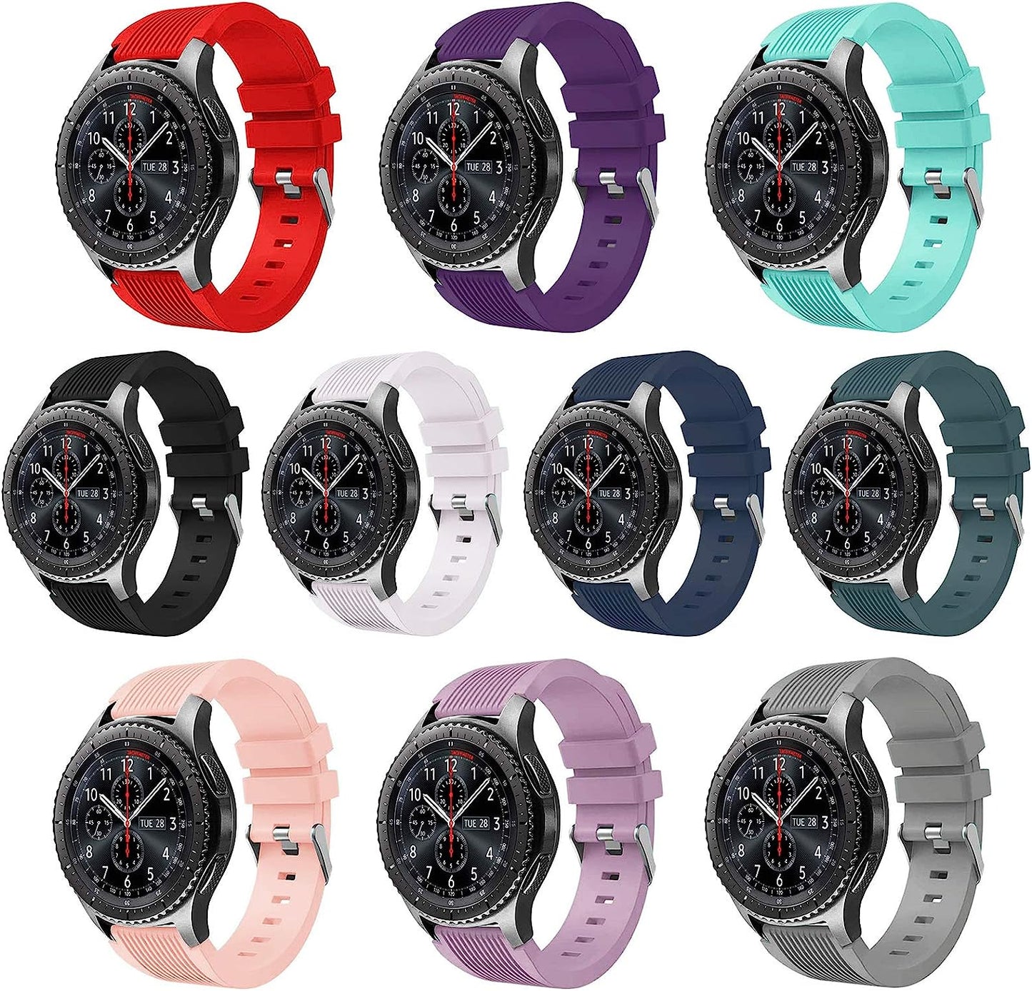 XVGJDZ Sport Band Compatible for Samsung Galaxy Watch 46Mm/Galaxy Watch 3 45Mm/Gear S3 Frontier/Classic Watch,22Mm Soft Silicone Strap Straight Stripe Wristband for Men Women  XVGJDZ   