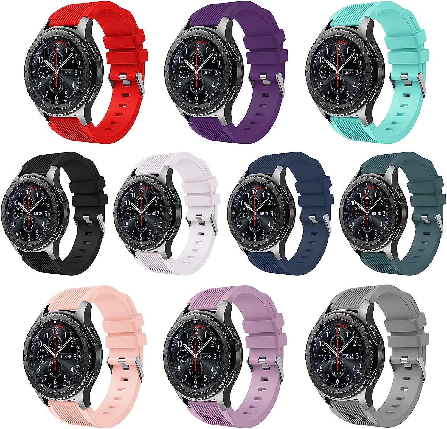 XVGJDZ Sport Band Compatible for Samsung Galaxy Watch 46Mm/Galaxy Watch 3 45Mm/Gear S3 Frontier/Classic Watch,22Mm Soft Silicone Strap Straight Stripe Wristband for Men Women  XVGJDZ   