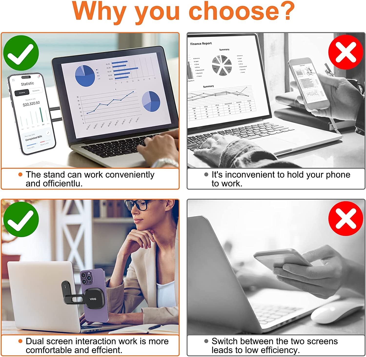 VRIG MG-10 Magnetic Phone Holder for Laptop Designed for Iphone 14/13 / 12 Series Magsafe, Adjustable Phone Monitor Side Mount, Slim Portable Foldable Computer Expansion Bracket  VRIG   