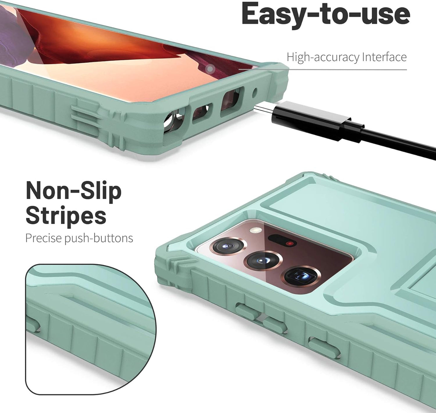 Exoguard Samsung Galaxy Note 20 Ultra 5G Case, Rubber Shockproof Cover Case for Samsung Note 20 Ultra 5G Phone 6.9 Inch, Built-In Kickstand (Green)  ExoGuard   