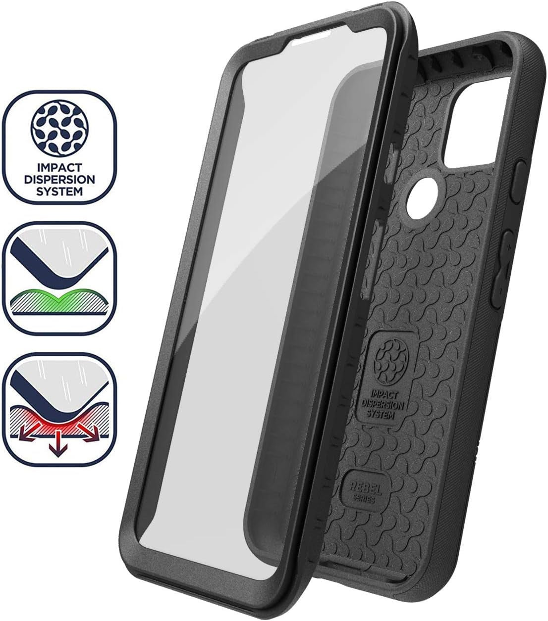 Encased Rebelshield Designed for Pixel 4A 5G Case with Screen Protector, Heavy Duty Full Body Protective Cover with Build-In Screen Guard for Google Pixel 4A 5G - Black  Encased for Google Pixel 4a 5G   