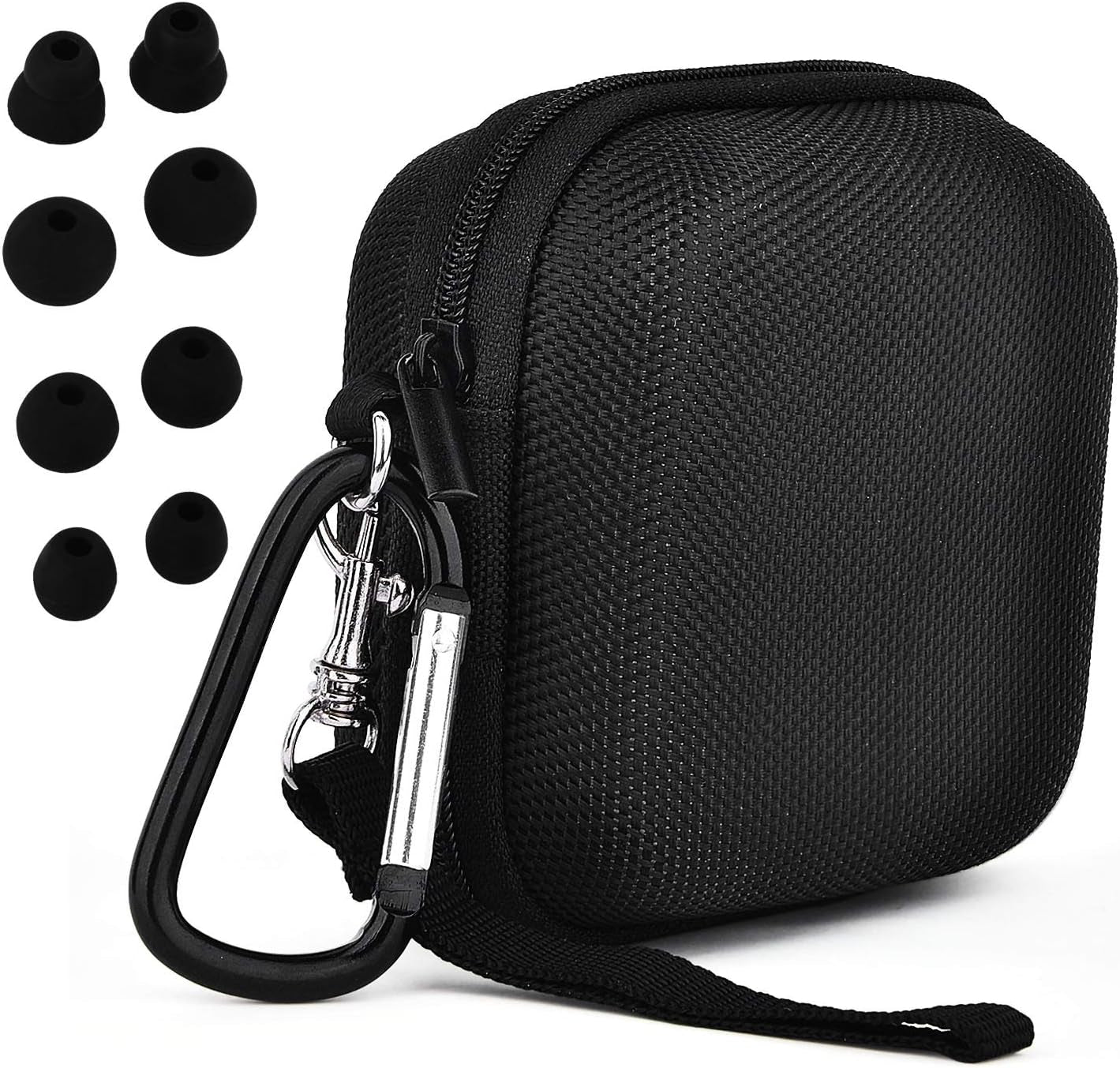 CAGOS Compatible with Powerbeats Pro Protective Case Canvas Nylon Accessories Hard Carrying Cover Case with 4 Pack Replacement Earbuds for Dre Powerbeats Pro- Black  CAGOS   