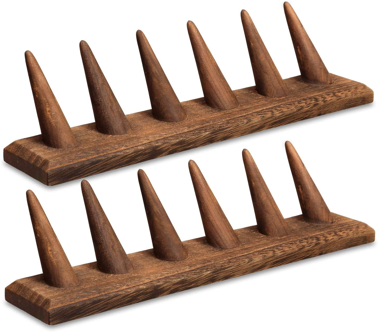 Mooca 2 Pcs Set Finger Ring Stand Jewelry Display Holder Showcase Display Stands 11" X 2 1/4" X 2 3/4", Brown  MOOCA   