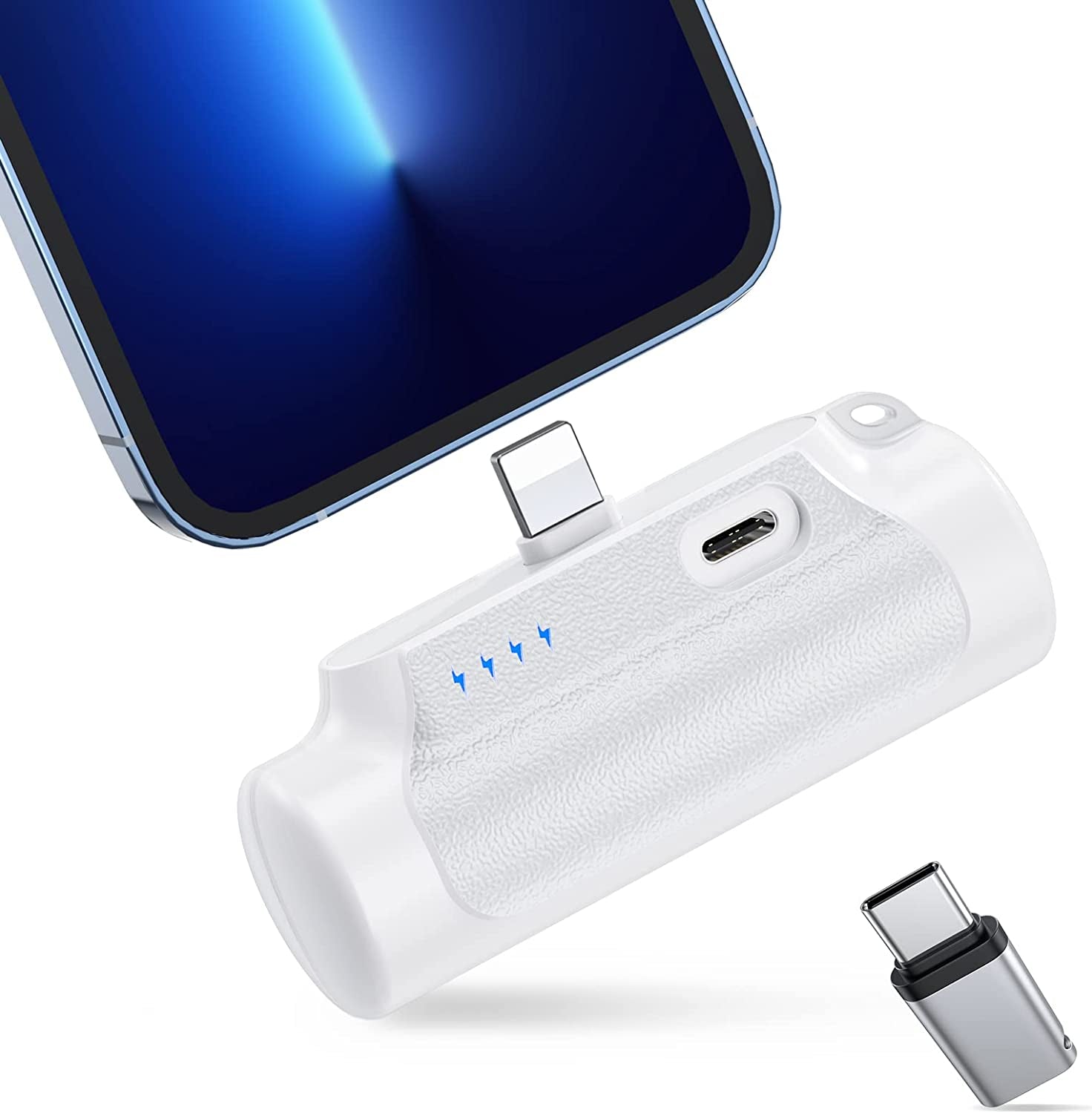 Abnoys Portable-Charger-Power-Bank - 8000Mah Mini Power Bank Ultra Compact Portable Phone Charger Battery Pack Compatible with Iphone Comes with a Type-C Conversion Interface (Black)  Shenzhen jincheng Electronic Technology Co.,Ltd White  