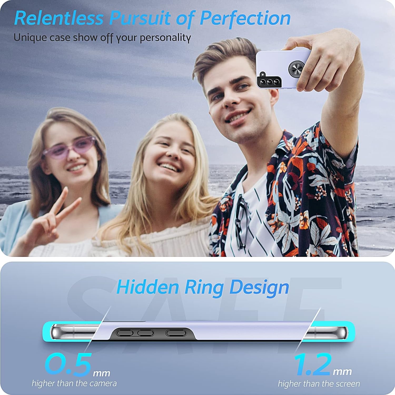 Anqrp Hidden Series Galaxy S22 plus Case 5G,[Heat Dissipation][No Fall-Off Kickstand] 360°Metal Ring, 15Ft Military Grade Shockproof Phone Case for Samsung Galaxy S22 plus 6.6 Inch, Purple  Anqrp   