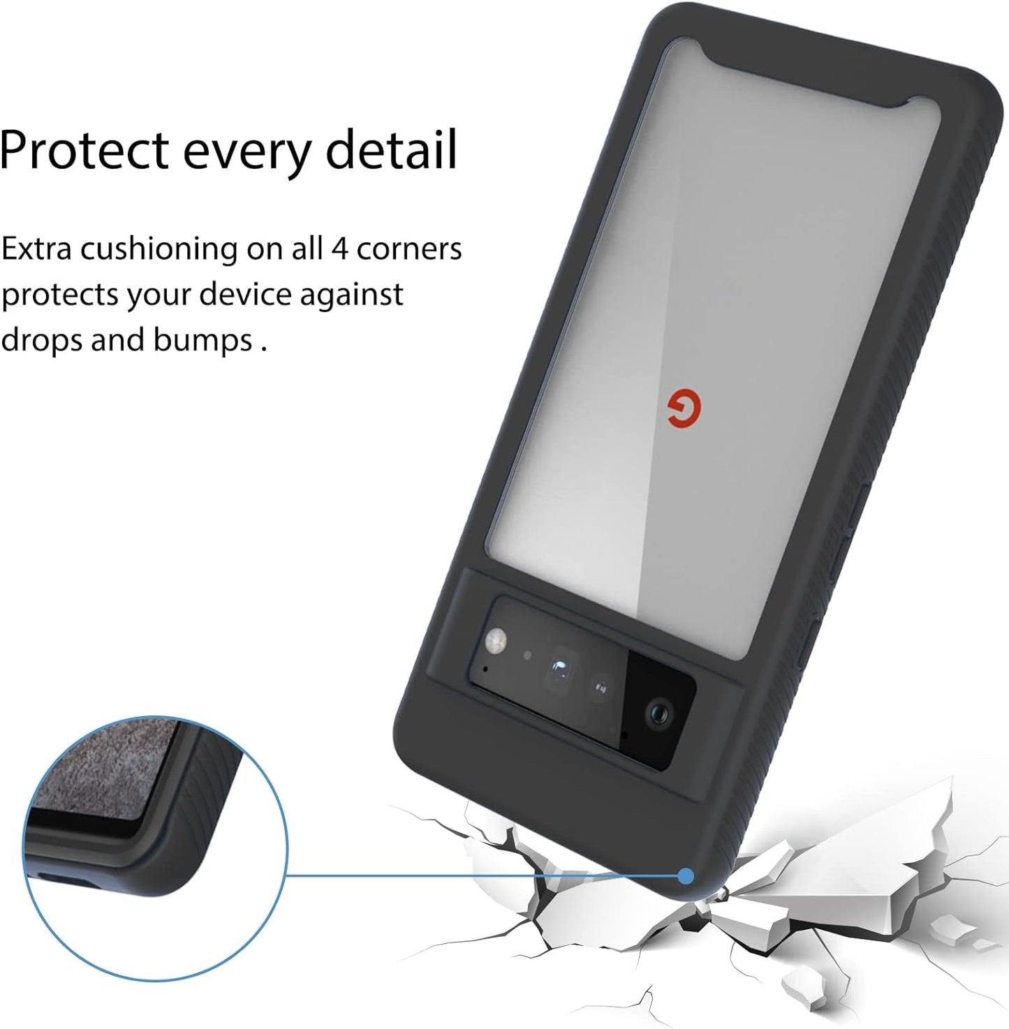 Ailiber Compatible with Google Pixel 6 Pro Case, Pixel 6 Pro Crystal Clear Rugged Bumper Case[Not Fit Pixel 6], Full Body Shockproof Protective, Dual-Layer TPU Anti-Scratch Cover for Pixel 6 Pro-Black  Ailiber   