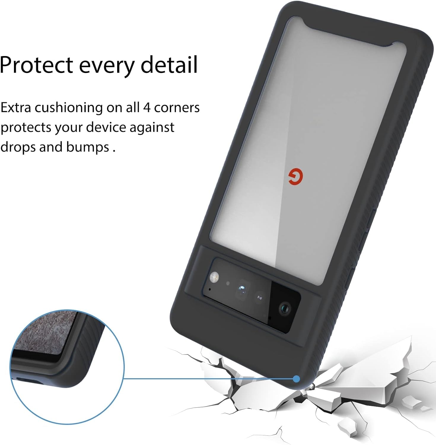 Ailiber Compatible with Google Pixel 6 Pro Case, Pixel 6 Pro Crystal Clear Rugged Bumper Case[Not Fit Pixel 6], Full Body Shockproof Protective, Dual-Layer TPU Anti-Scratch Cover for Pixel 6 Pro-Black  Ailiber   